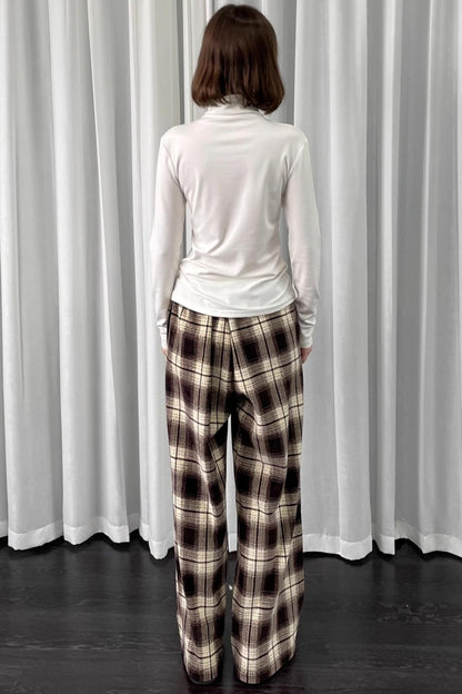 Versatile Khaki Plaid Trousers