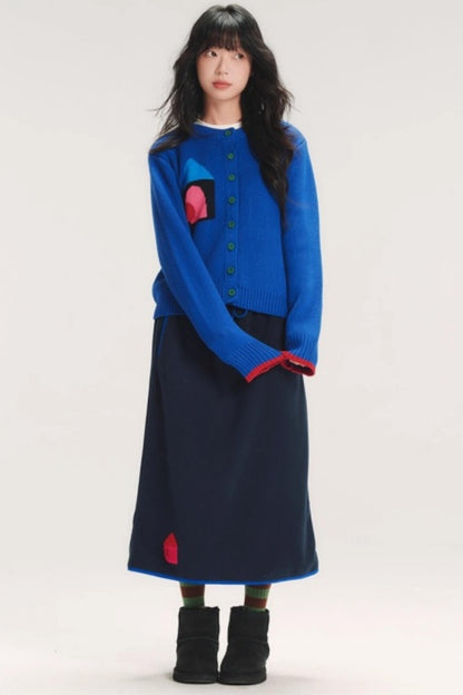 Colorful Jacquard Knitted Cardigan