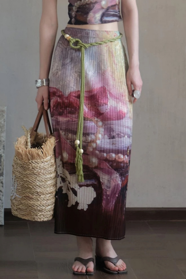 Pearls Scattered Pleated Skirt Set