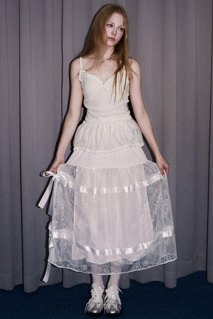 Romantic Bow Detail Long Skirt