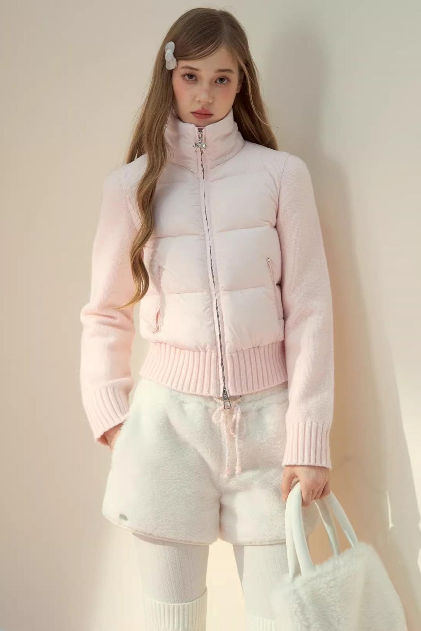 Pink Cloud Knitted Patchwork Jacket