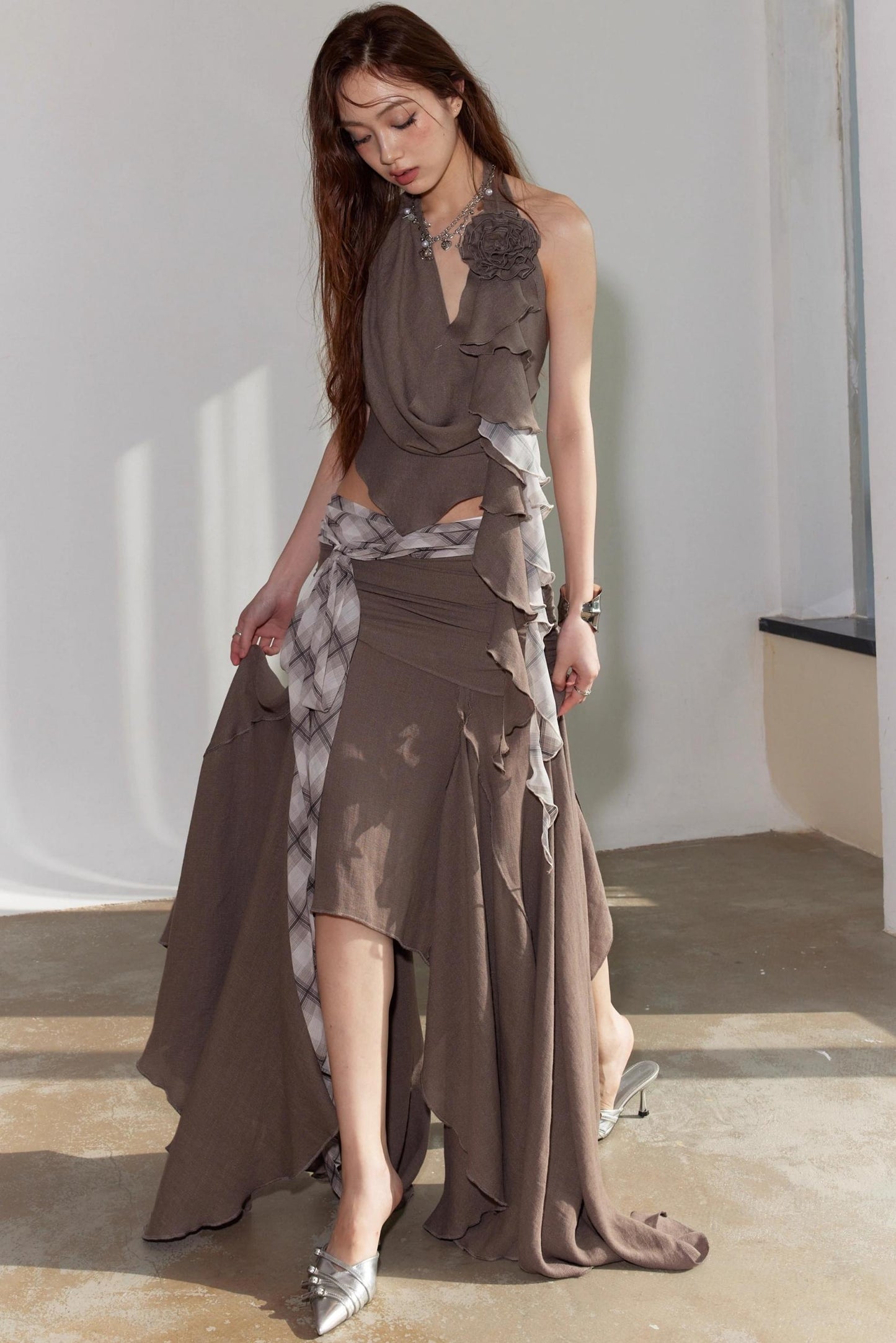 Color Clash Swing Vest & Skirt Set-Up