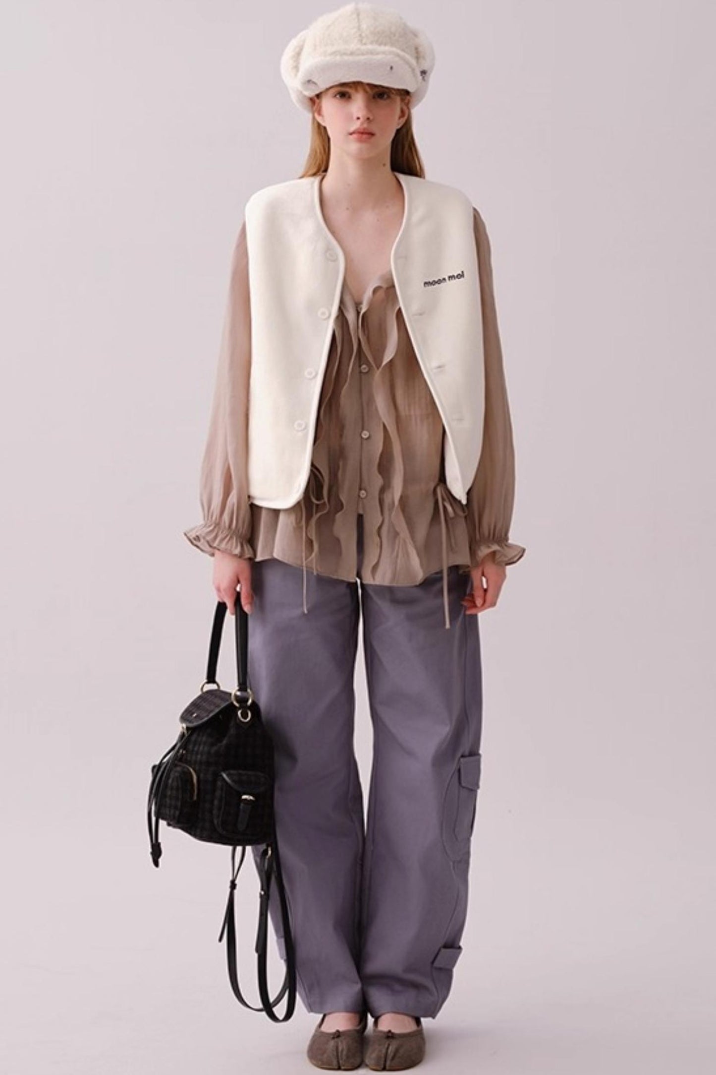 Reversible Floral Embroidered Vest Jacket