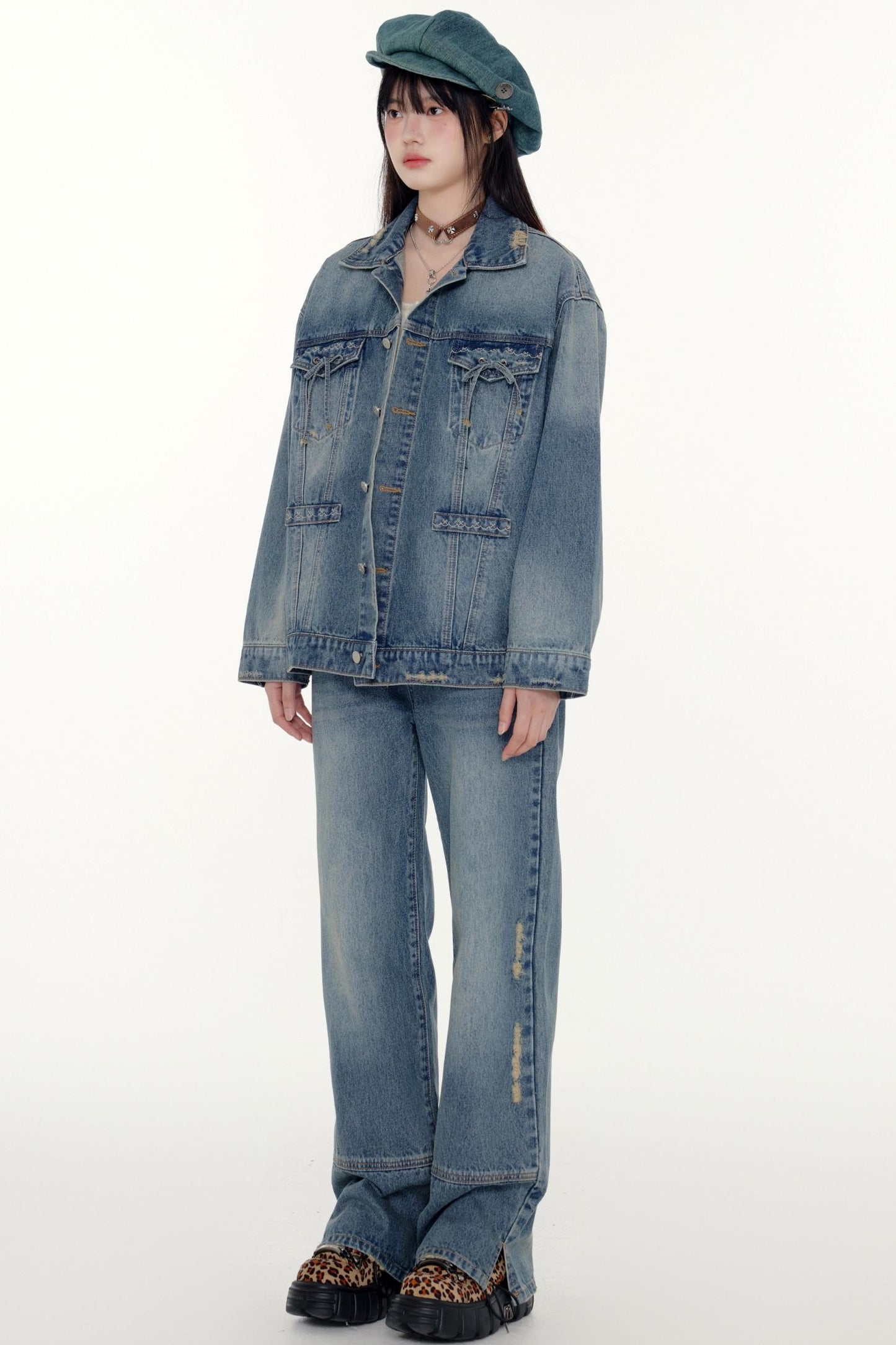 Denim Lace Jacket And BaseTop