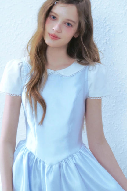 Satin Blue College Dress