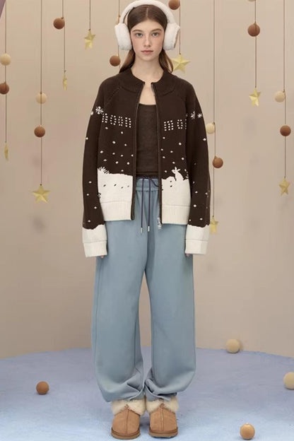 Brushed Fabric Printed Pants