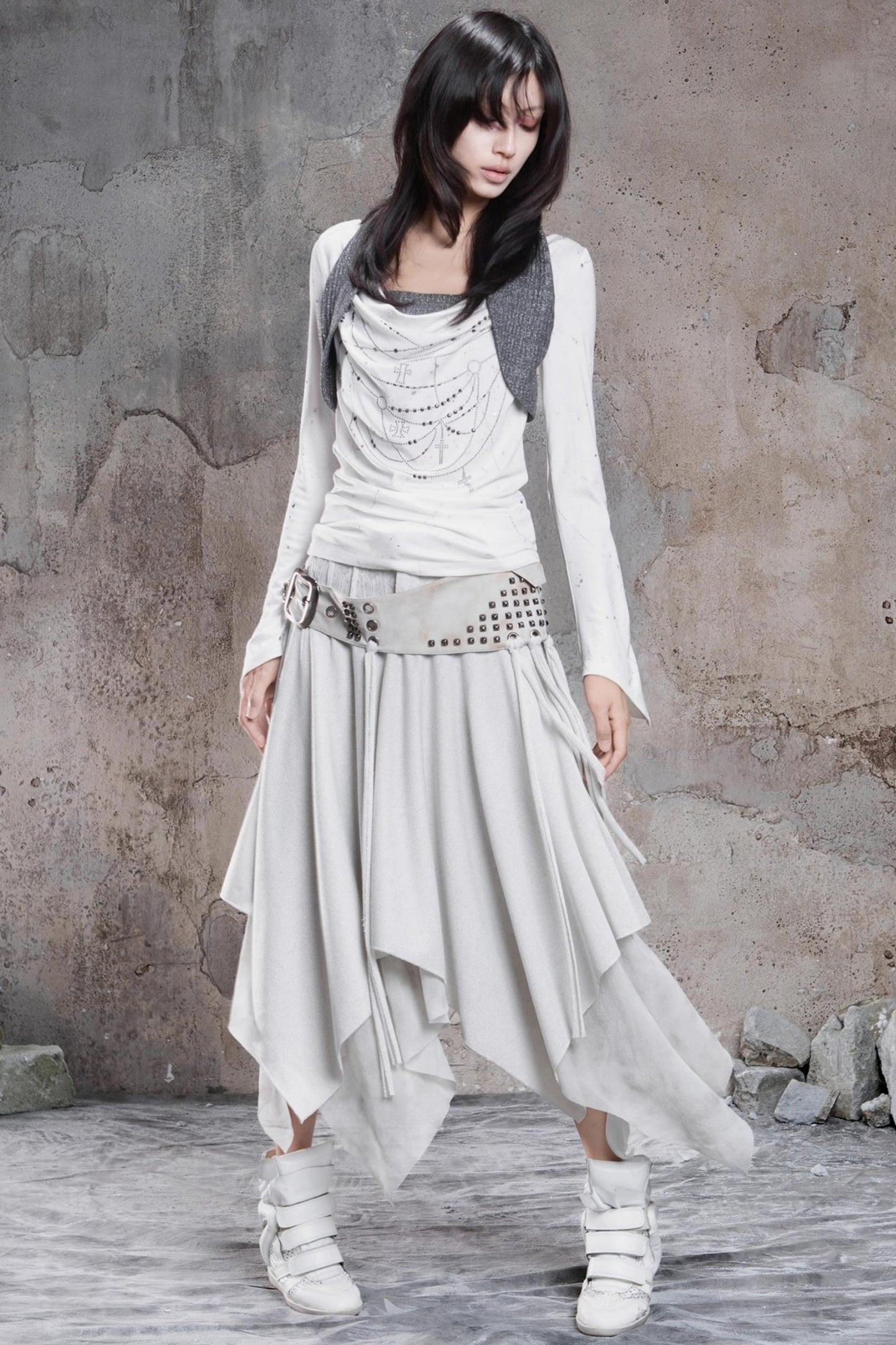 Irregular Multi Layer Rivet Skirt