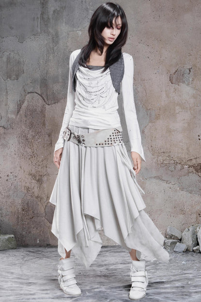 Irregular Multi Layer Rivet Skirt