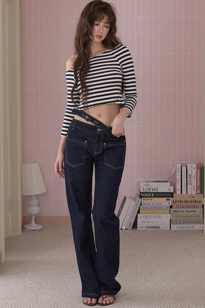 Summer Chic Cross-Waist Jeans