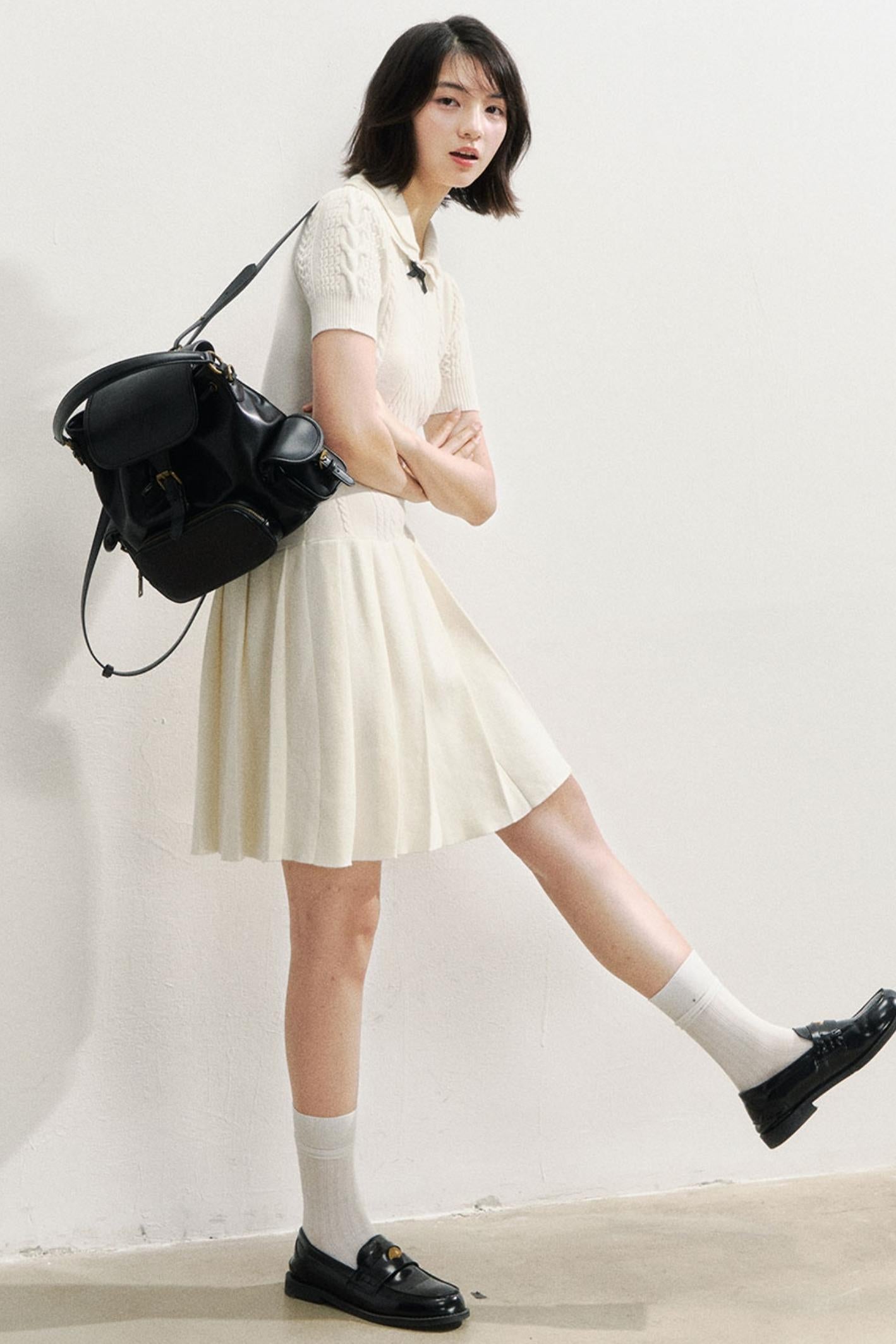 Slim Knit Pleated Dress