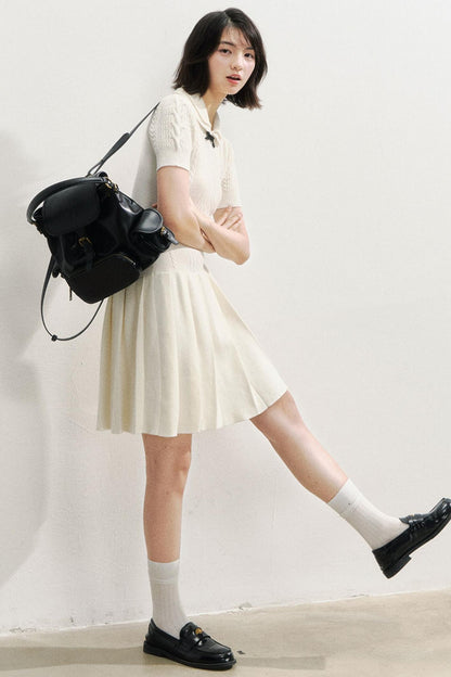 Slim Knit Pleated Dress