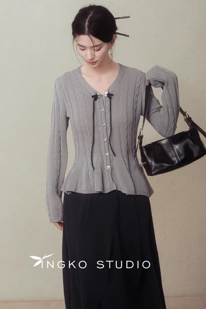 Ingko Cloud Gray Knit Cardigan