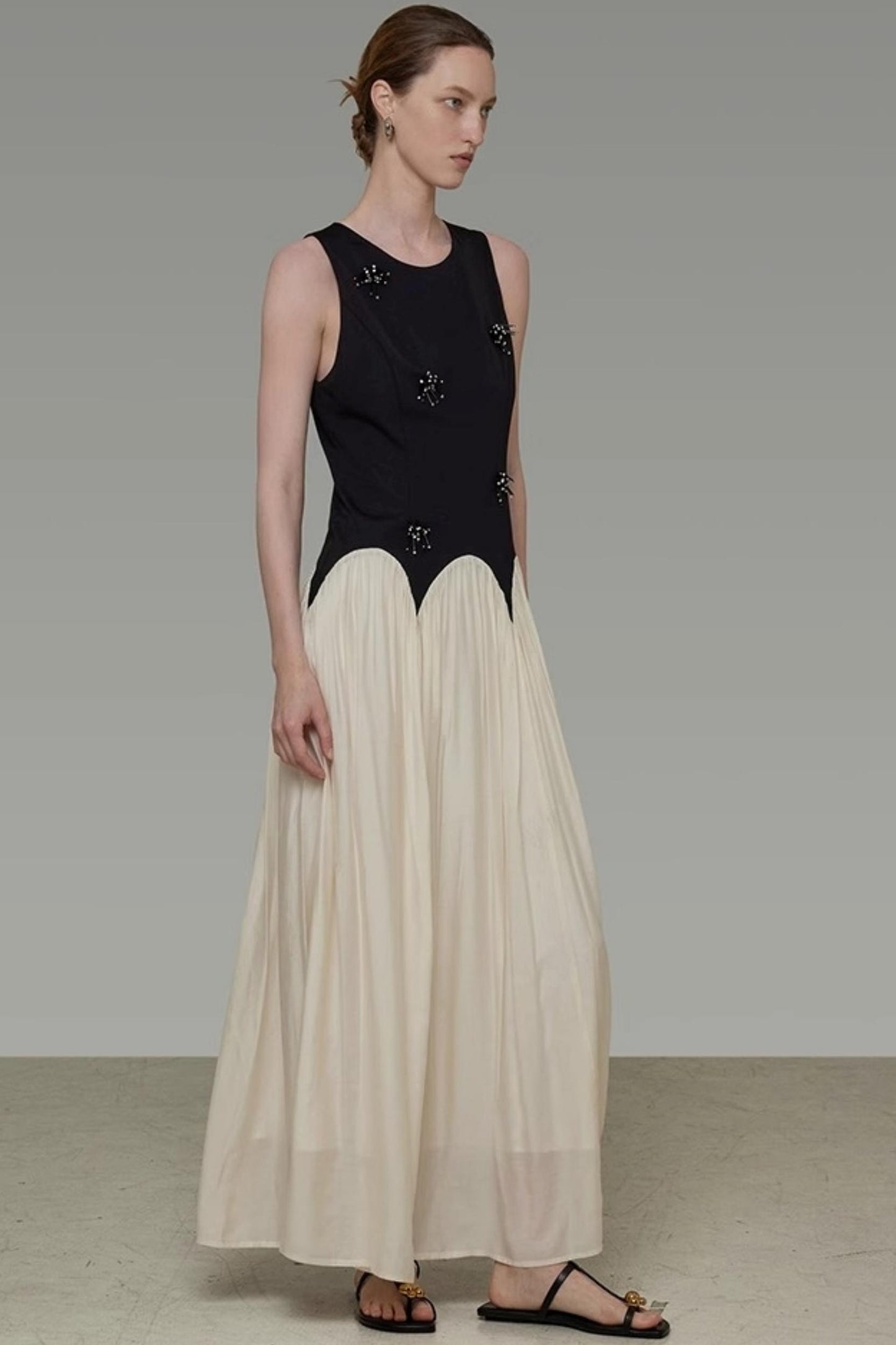 Color Clash Beaded Summer Dress