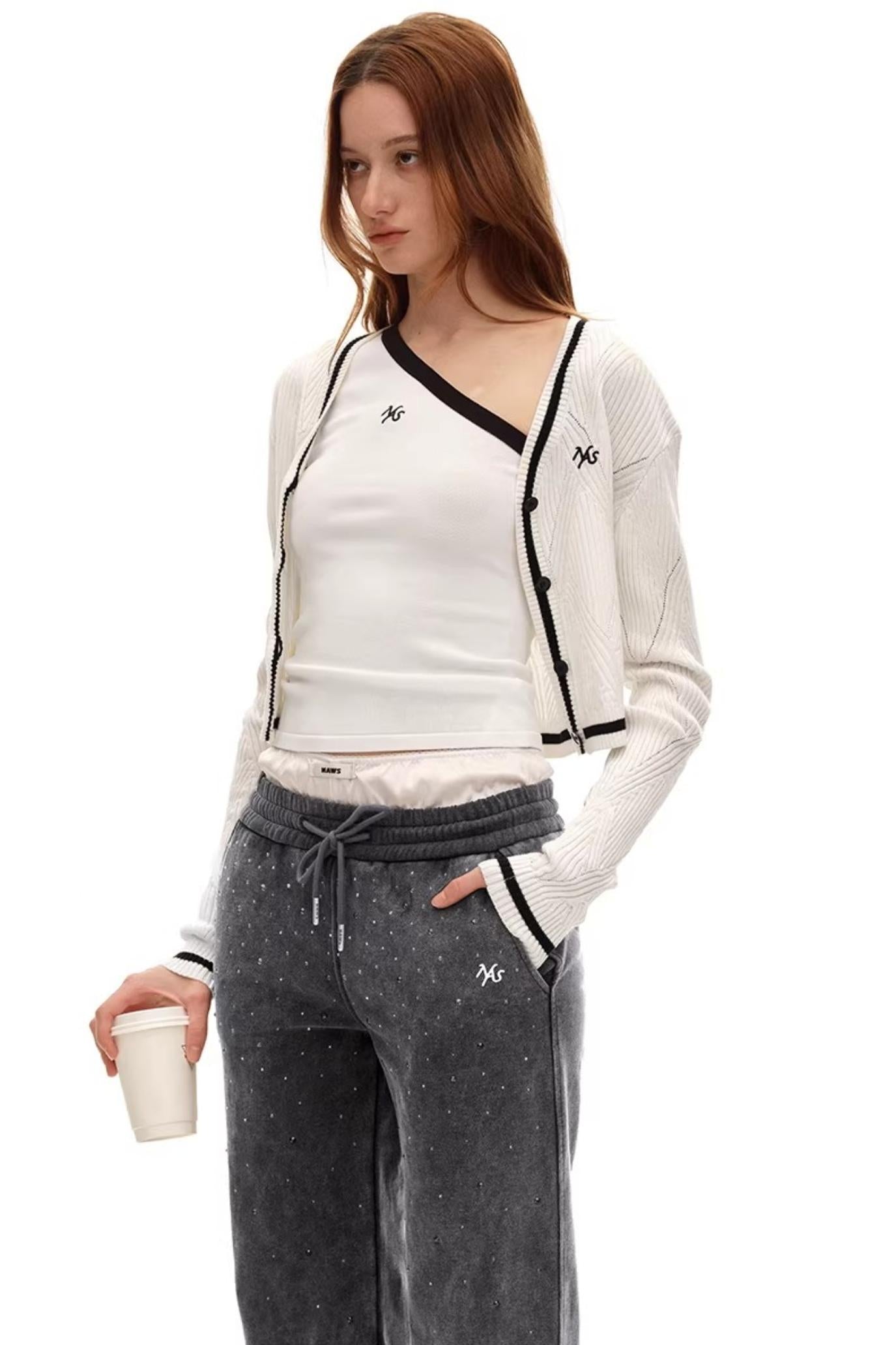 Versailles Wool Argyle Cardigan Top