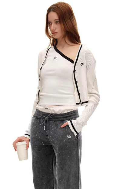 Versailles Wool Argyle Cardigan Top