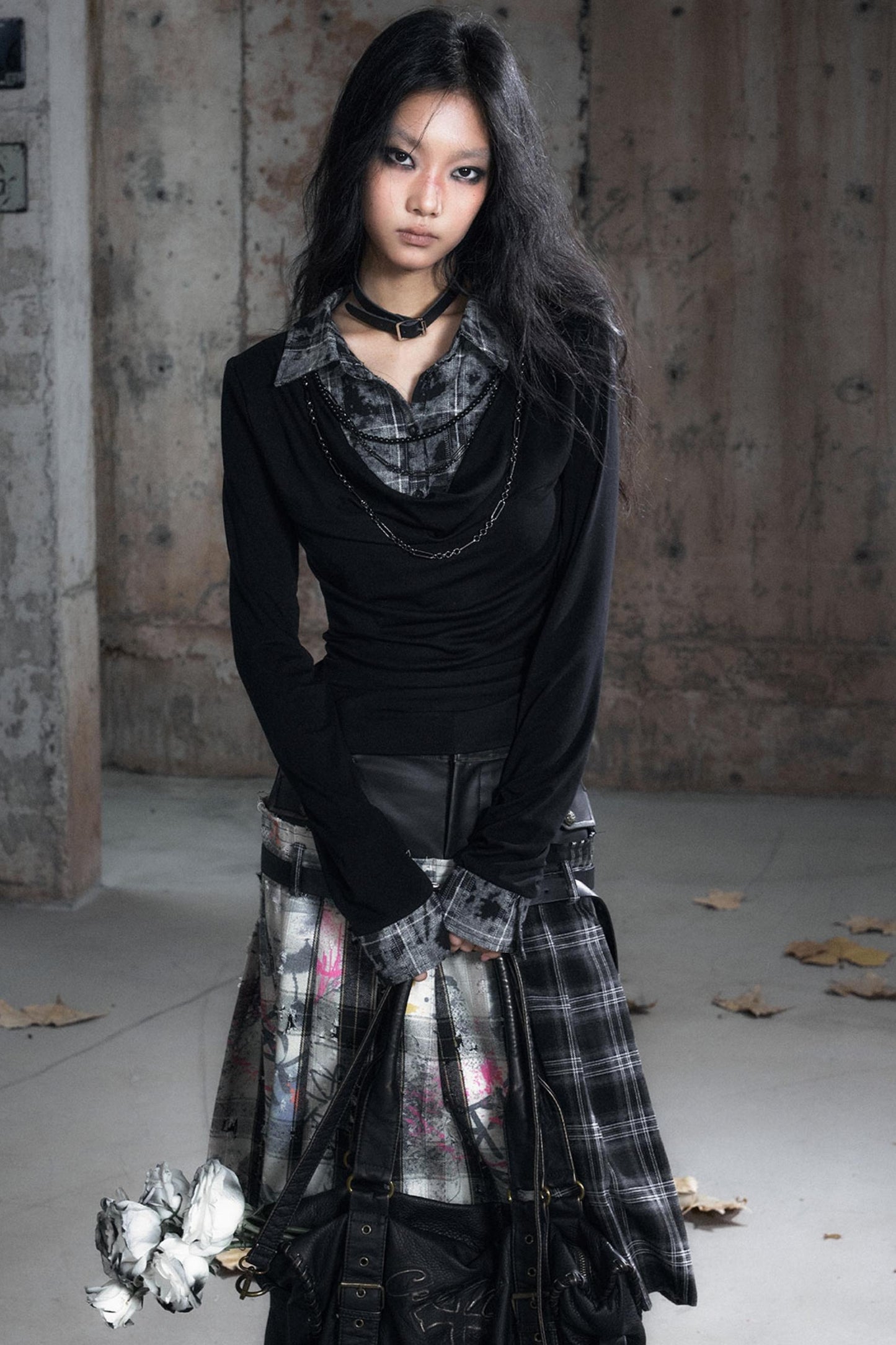 Swing Collar Long Sleeve Shirt