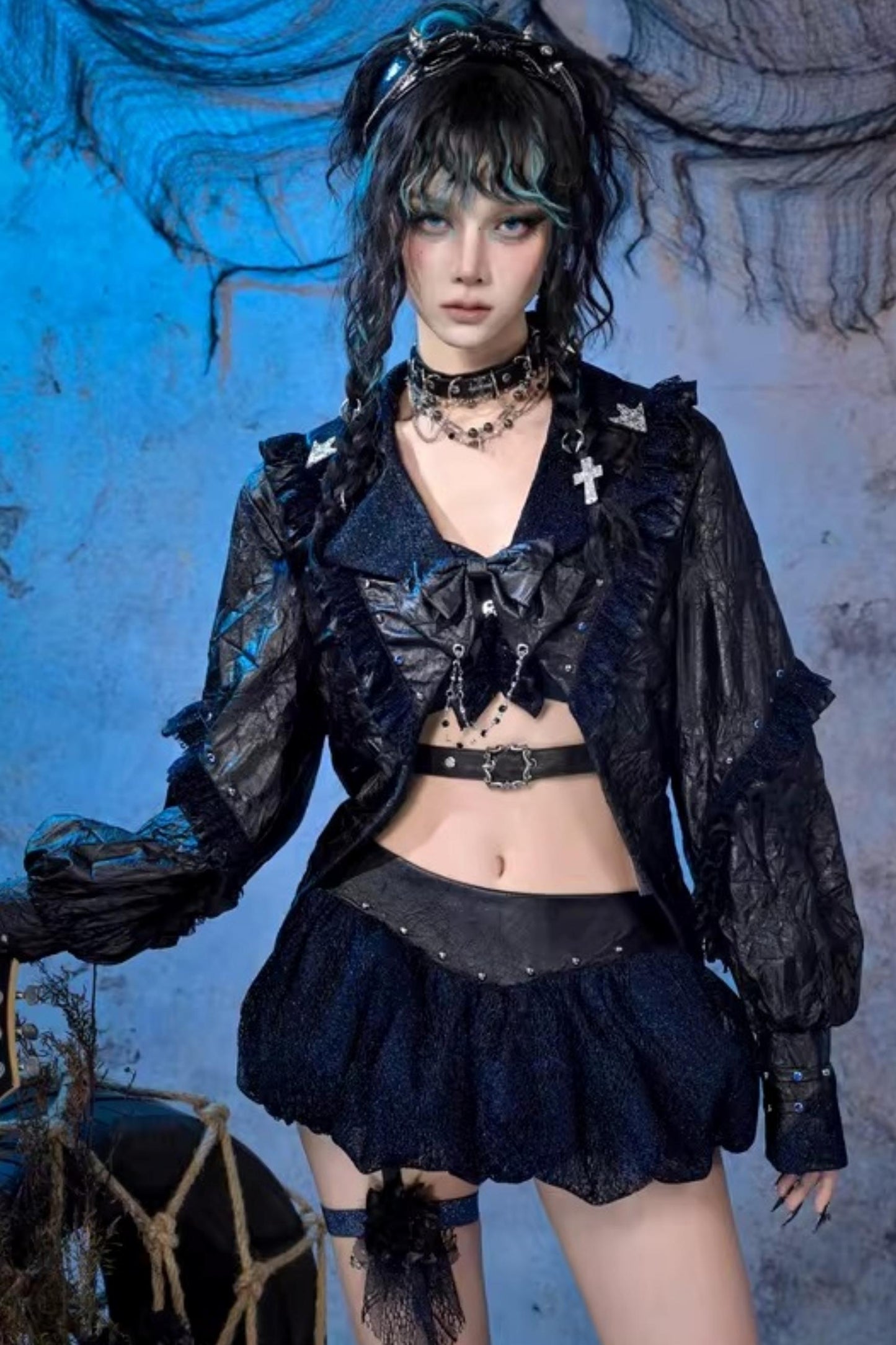 Grunge Studded Lace Jacket