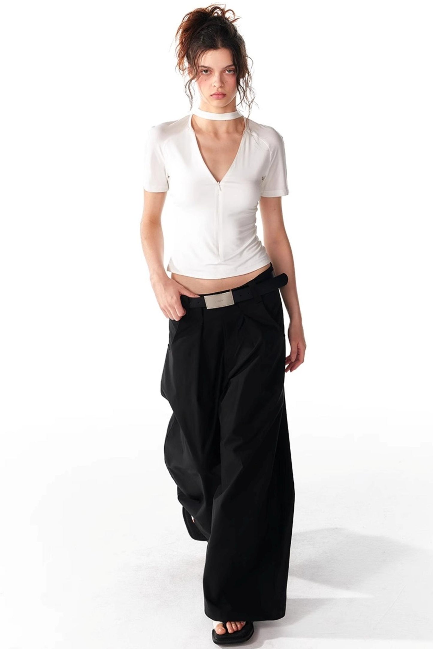 Slim Zipper Raglan Top