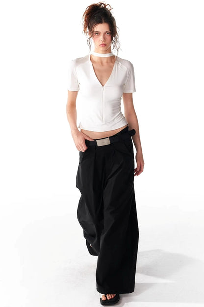 Slim Zipper Raglan Top