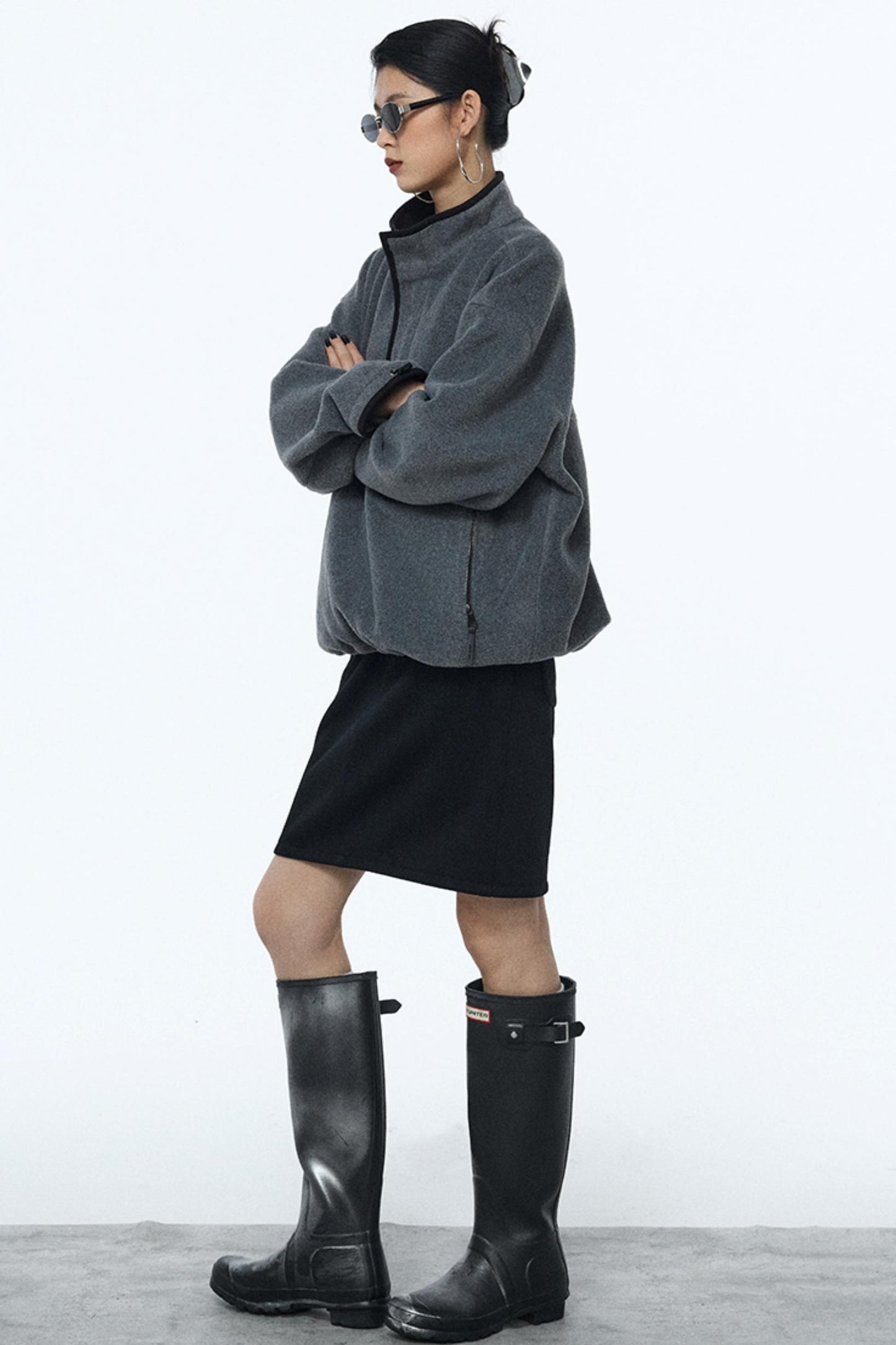 Black Elastic Waist Winter Skirt