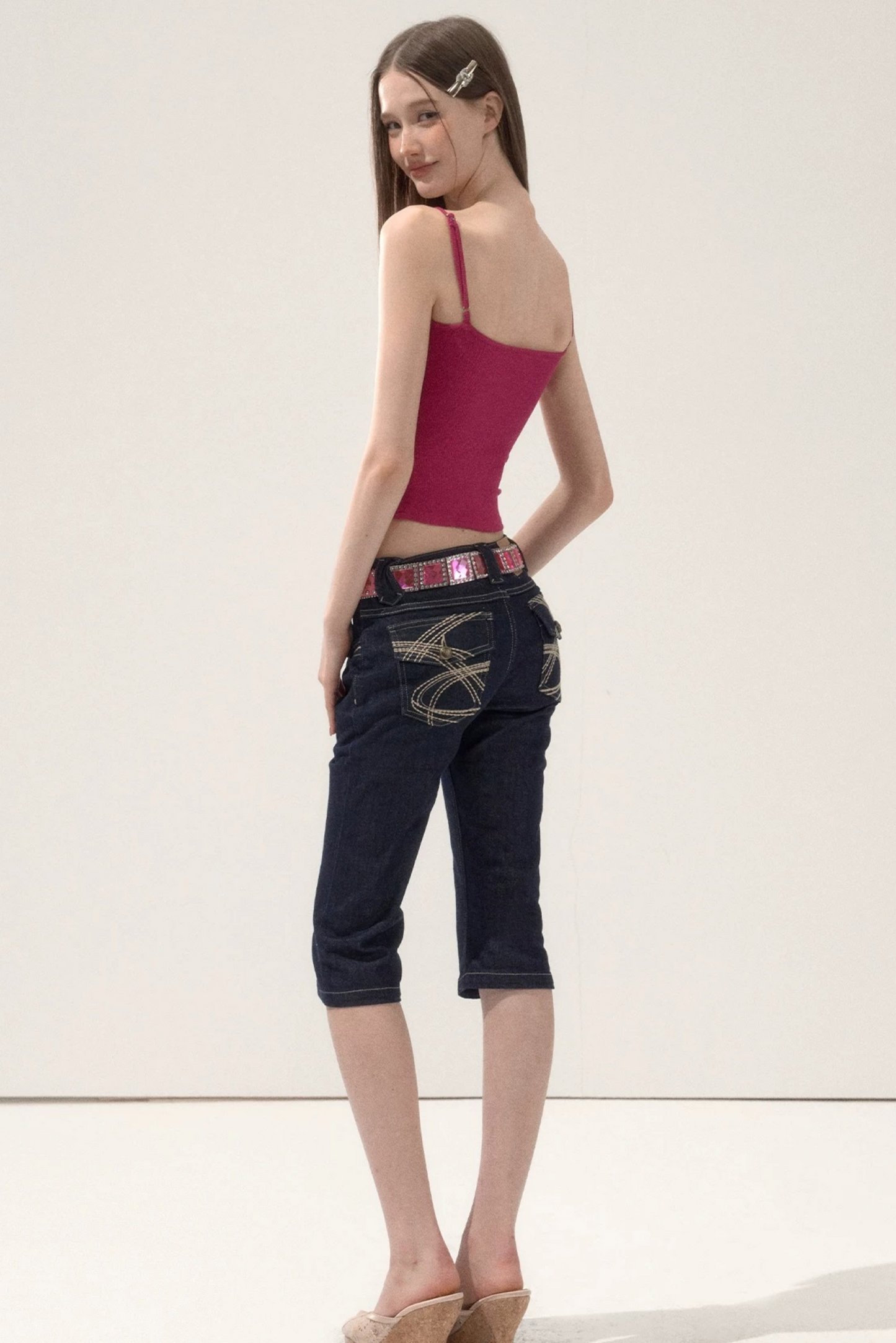 Vintage Stitched Denim Shorts