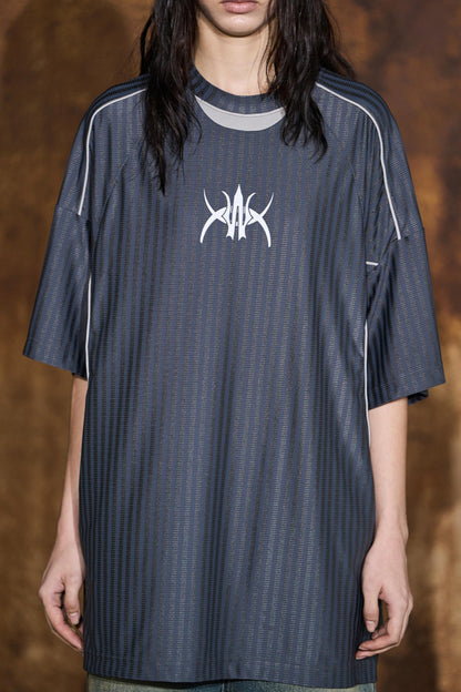 Gray Striped Jersey Top