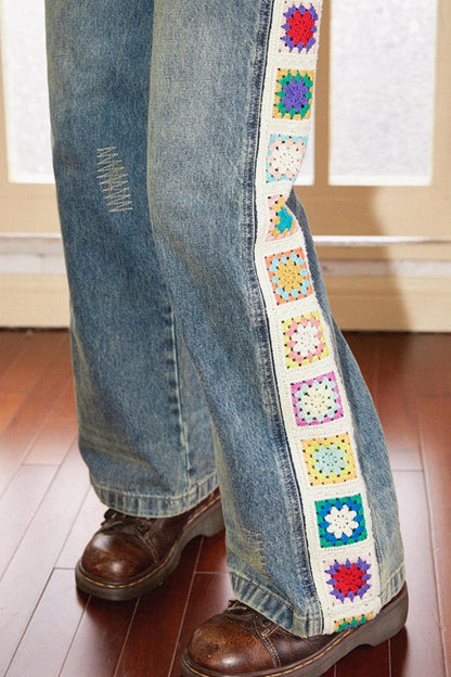 Retro Stitch Wide Jeans