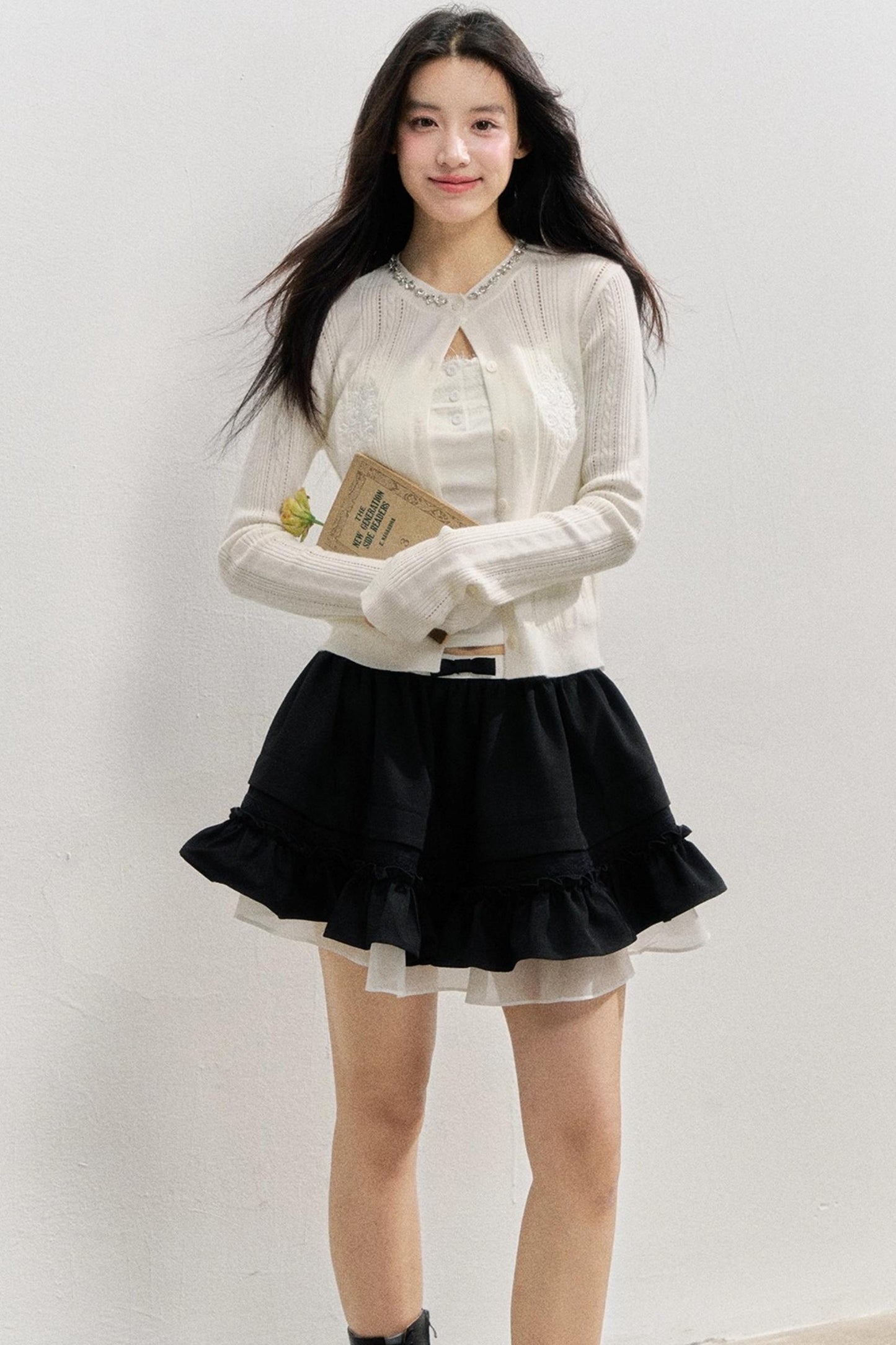 Rose Embroidery Knitted Cardigan