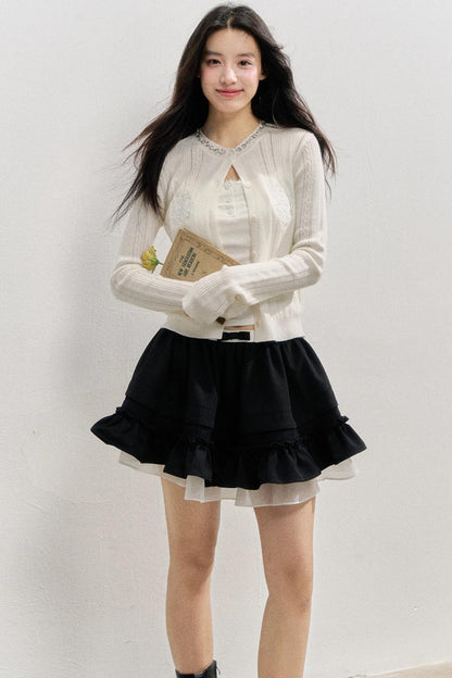 Rose Embroidery Knitted Cardigan