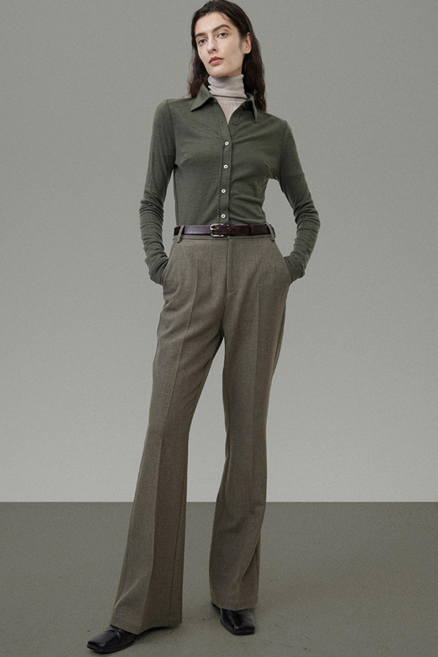 High-Waist Bootcut Suit Pants