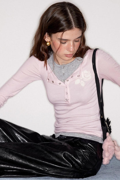 Rose Patch Long T-Shirt