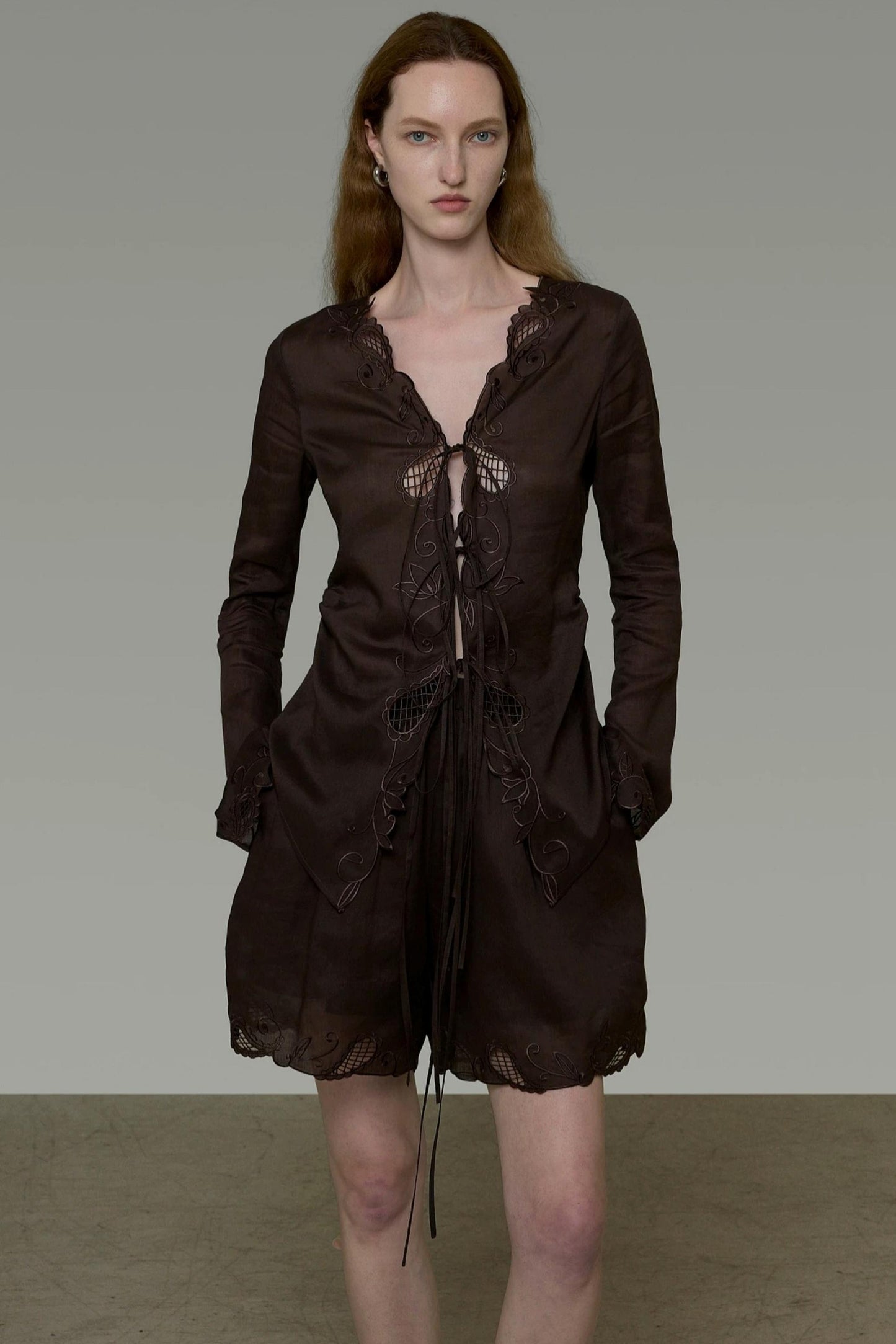 Embroidered Sun Protection Blouse Set-Up