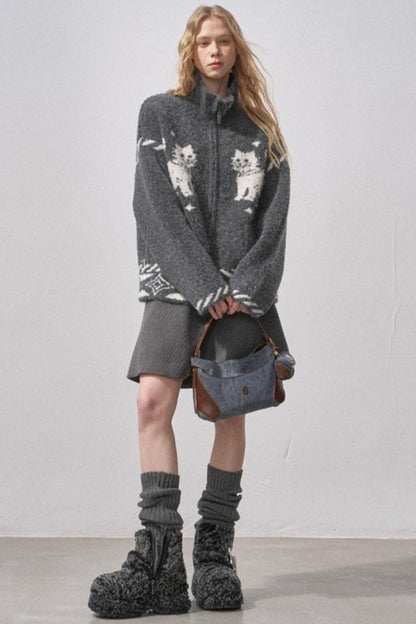 Star Kitty Jacquard Cardigan