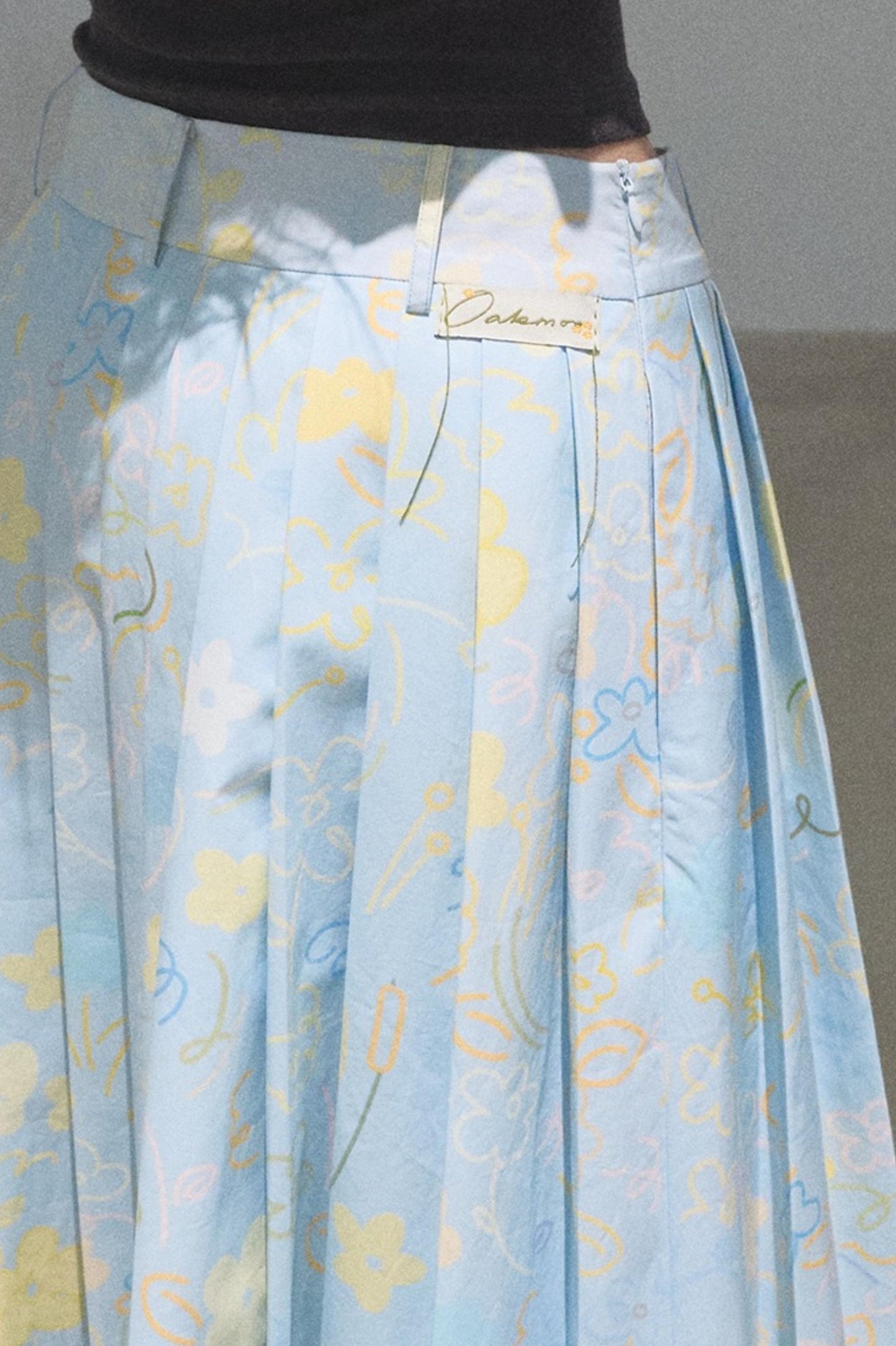 Poplin Pleated Midi Skirt