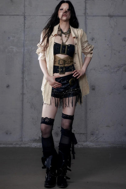 Vintage Lace V-Neck Bubble Sleeve Shirt