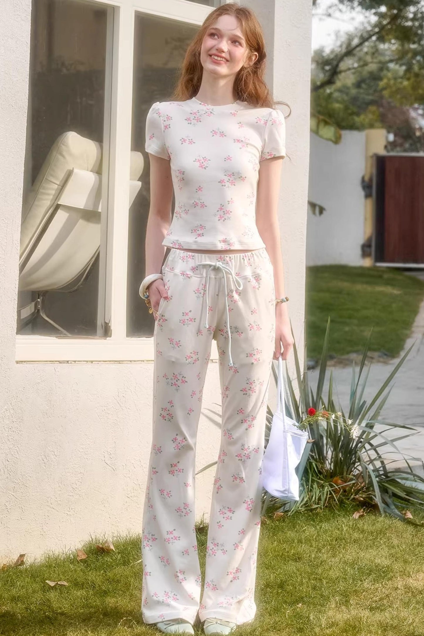 Blue Velvet Floral Top Set-Up