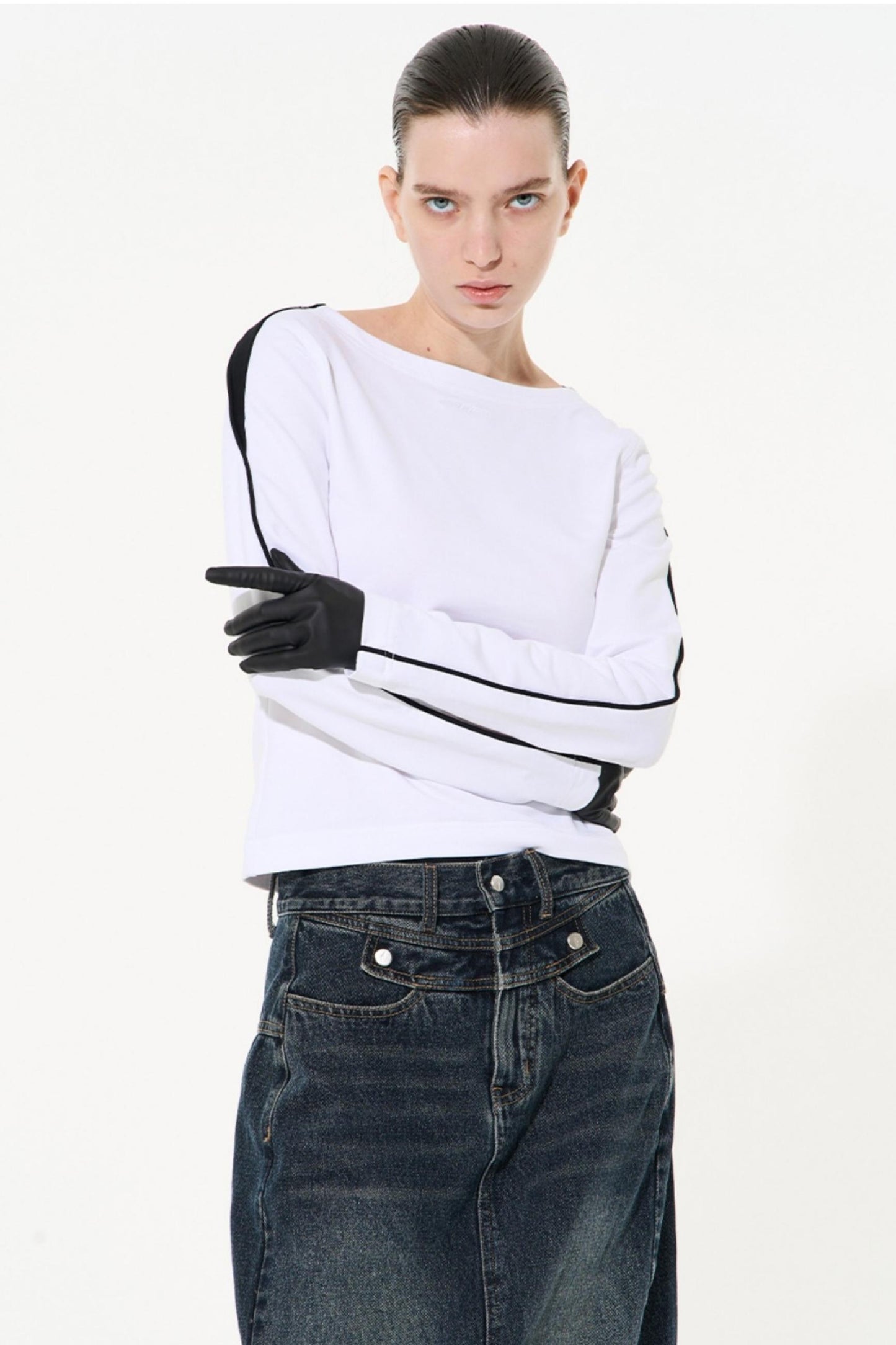 Striped Embroidered Crew Sweatshirt