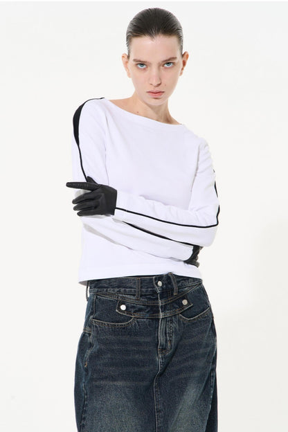 Striped Embroidered Crew Sweatshirt