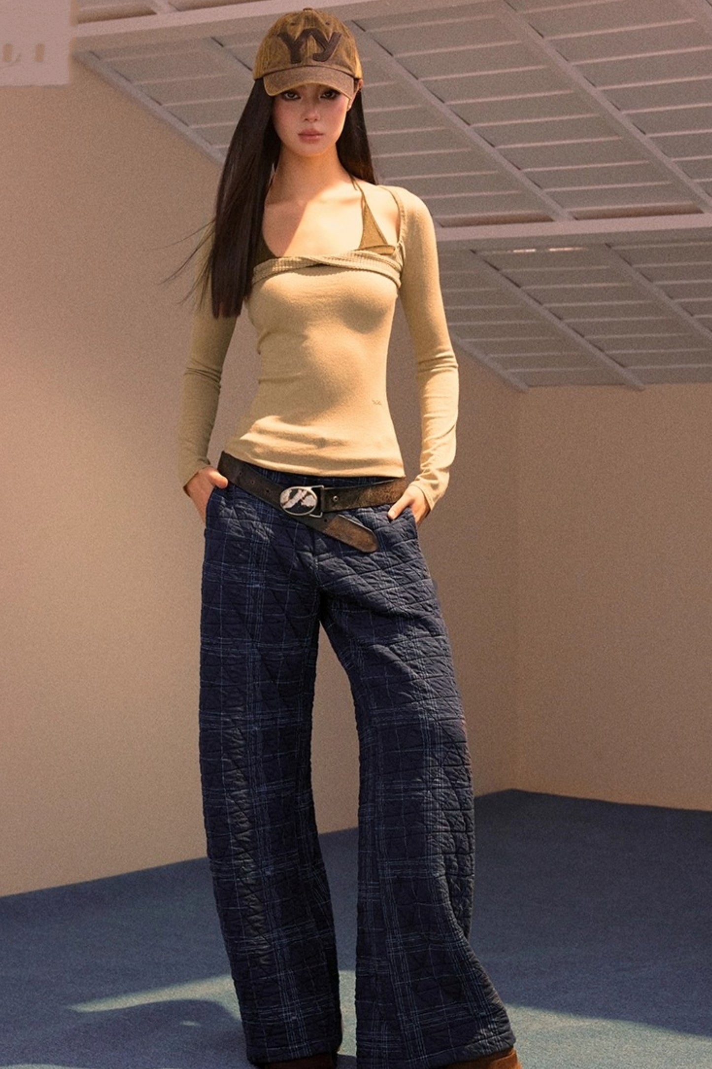 Vintage Plaid Quilted Pants