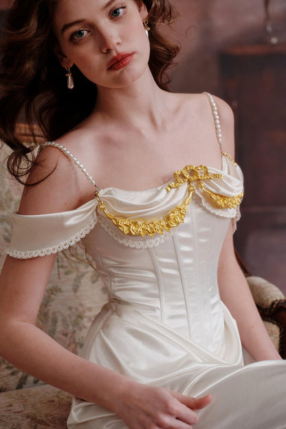 Satin Fishbone Gown Dress Set-Up