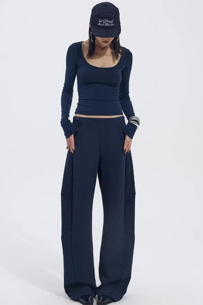 Navy Blue Zip Jacket and Pants Set