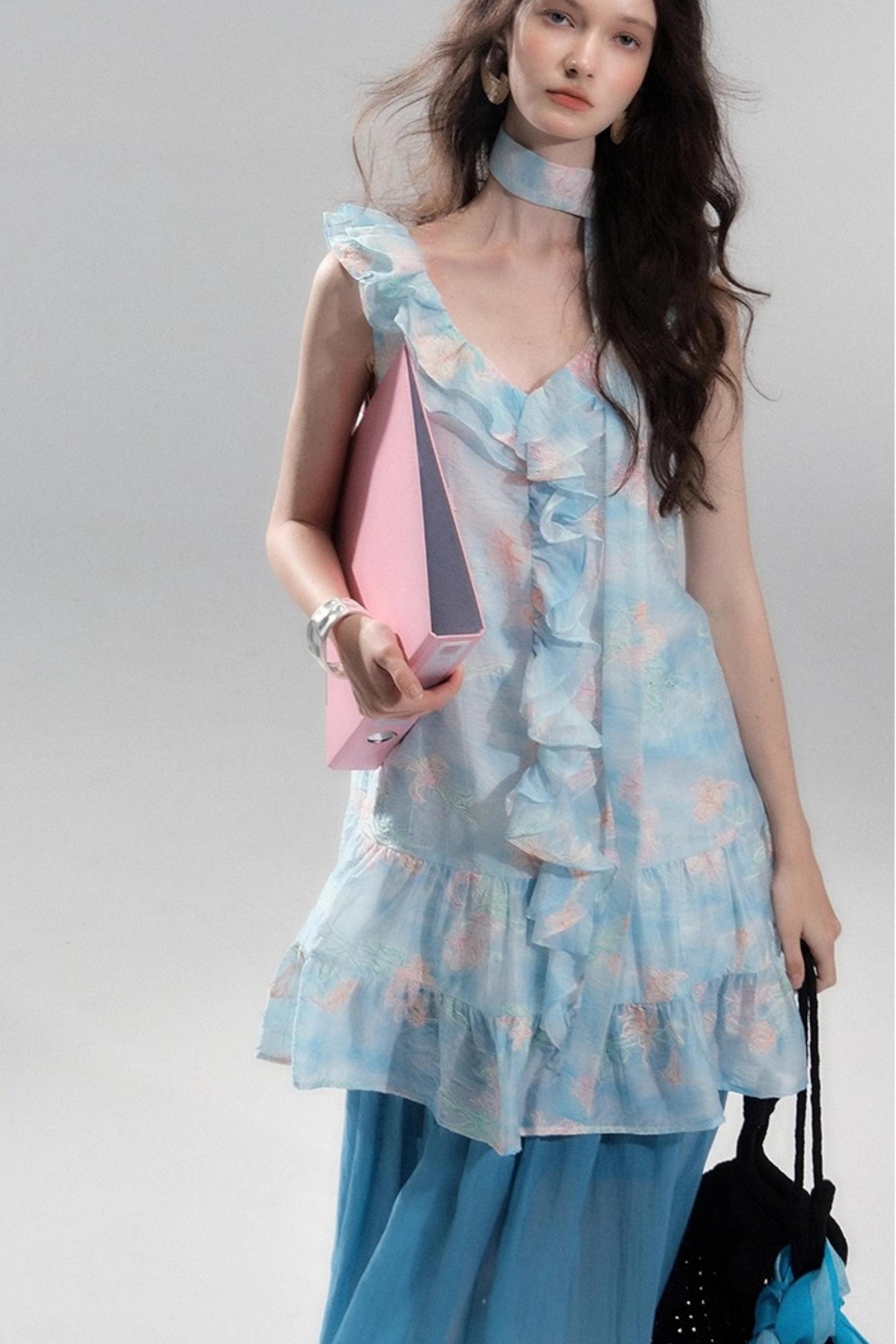 Sea Glass Tencel Ruffle Crop Dress Set-Up