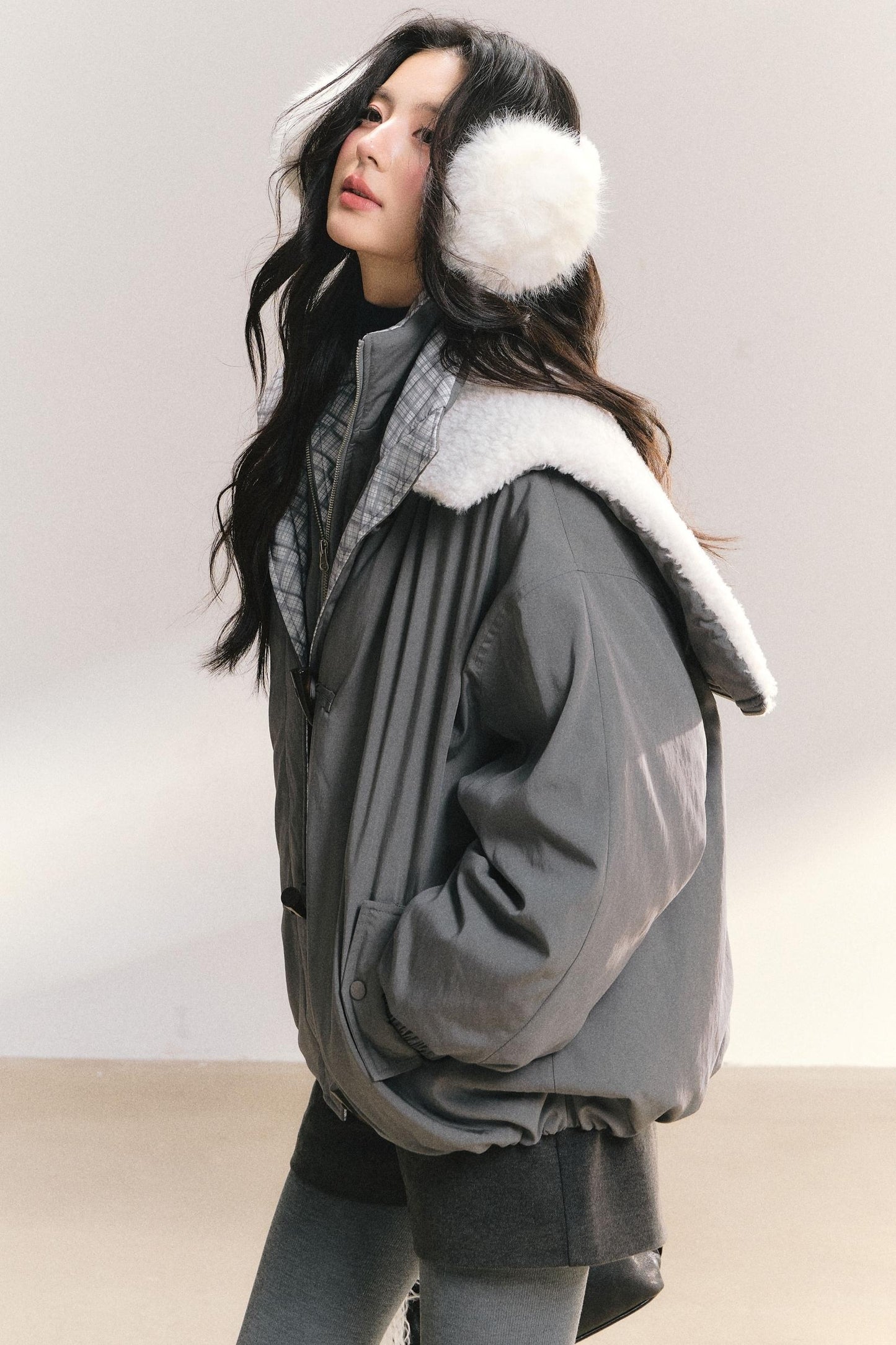 Snow Flakes Plaid Duffle Coat