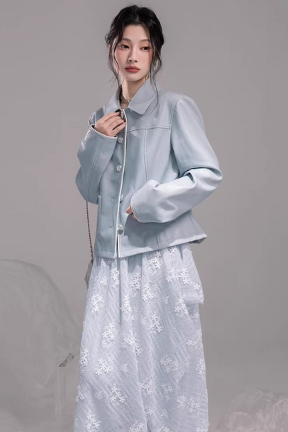 Soft Leather Morning Sky Jacket