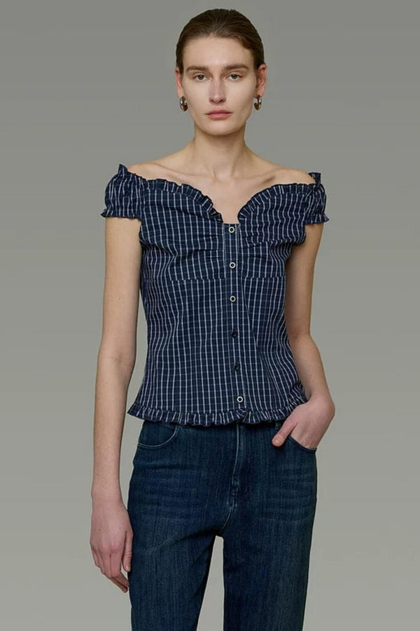 Off-Shoulder Striped Blouse