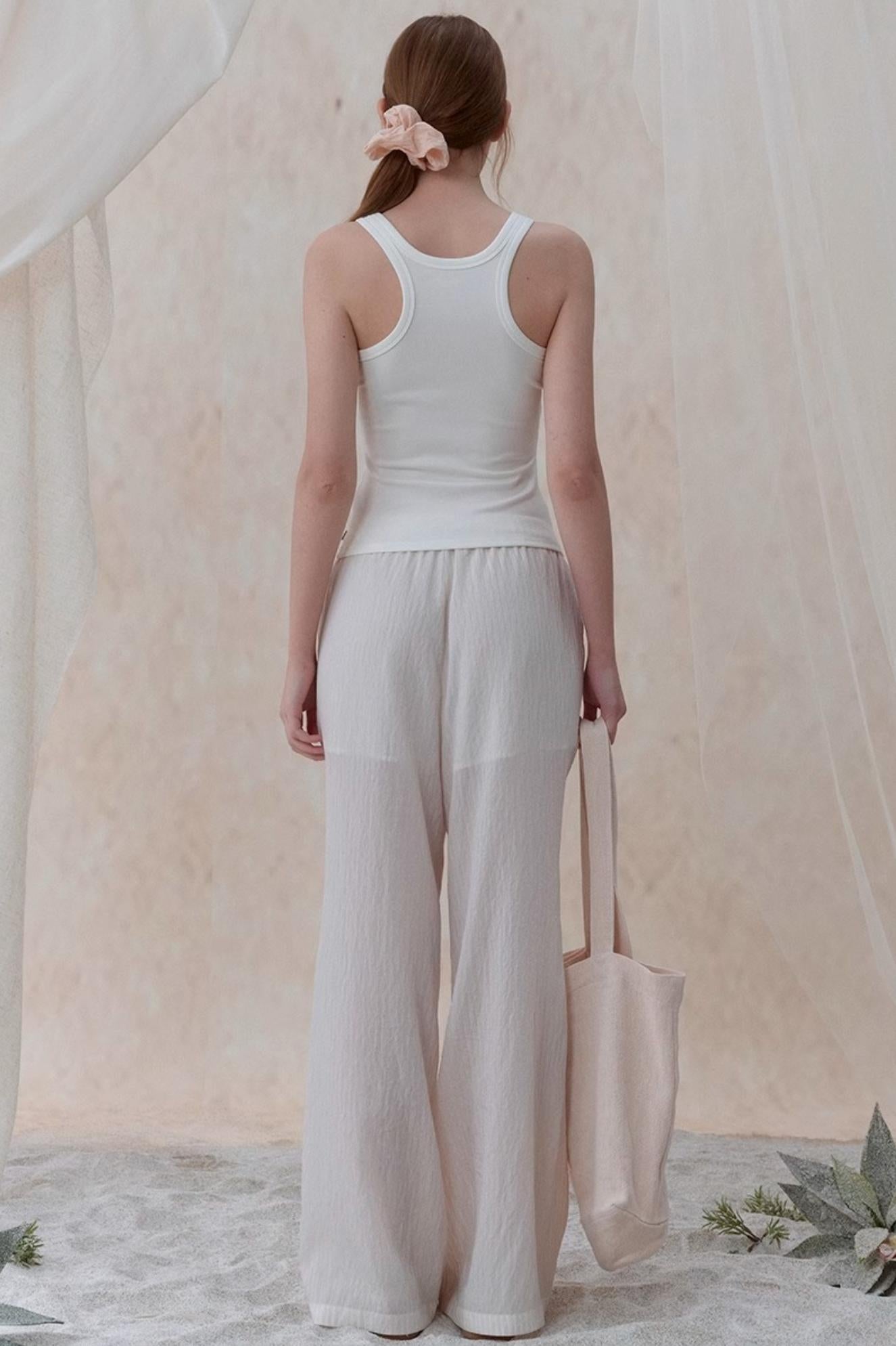 Draped Pearl Stripe Camisole Set-UP