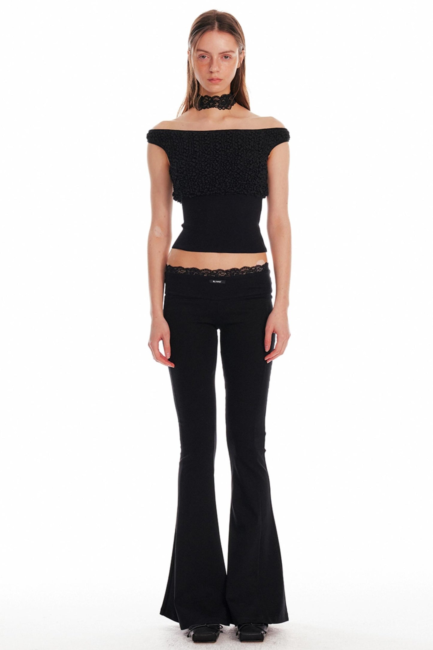 Black Lace Flare Pants