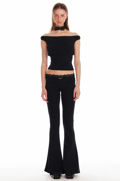 Black Lace Flare Pants