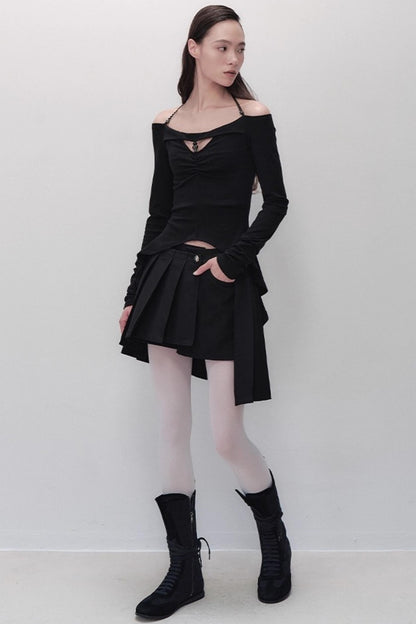 Dreams Weaving Thin One-Shoulder V-Neck T-Shirt