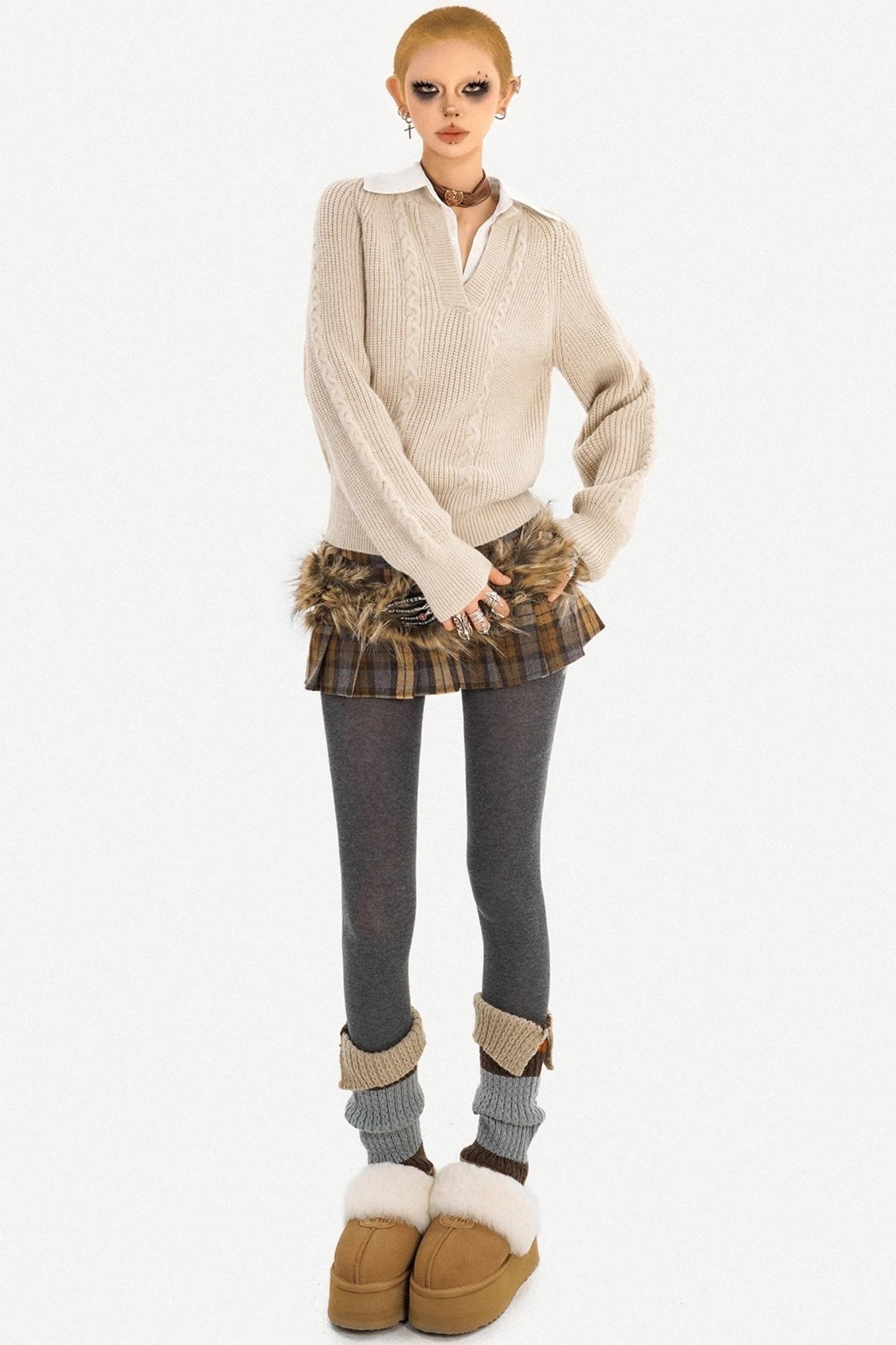 Cable Knit V-Neck Sweater